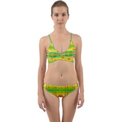 Birds-beach-sun-abstract-pattern Wrap Around Bikini Set by Bedest