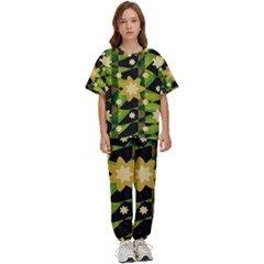 Background-batik 02 Kids  T-shirt And Pants Sports Set by nateshop