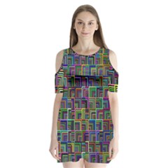 Wallpaper-background-colorful Shoulder Cutout Velvet One Piece by Bedest