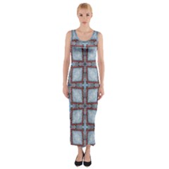 Pattern-cross-geometric-shape Fitted Maxi Dress