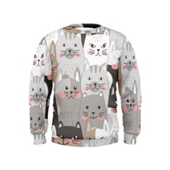 Cute Cats Seamless Pattern Kids  Sweatshirt by pakminggu