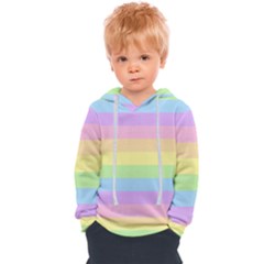 Cute Pastel Rainbow Striped Pattern Kids  Overhead Hoodie by pakminggu