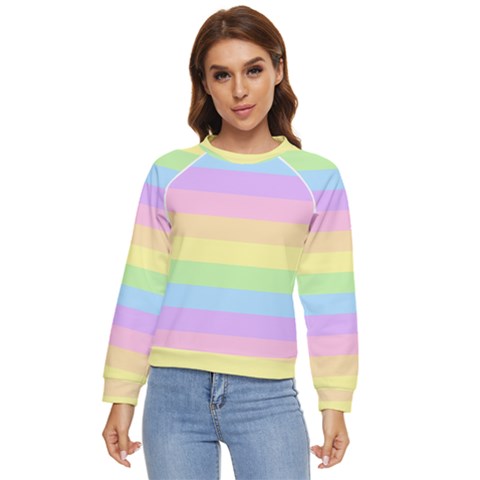 Cute Pastel Rainbow Striped Pattern Women s Long Sleeve Raglan T-shirt by pakminggu