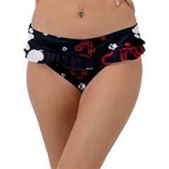 Art Pattern Traces Paw Frill Bikini Bottoms