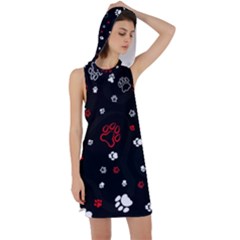 Art Pattern Traces Paw Racer Back Hoodie Dress by pakminggu