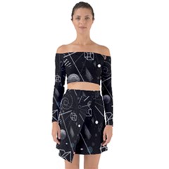 Future Space Aesthetic Math Off Shoulder Top With Skirt Set by pakminggu