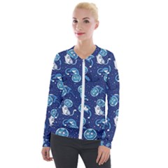 Cat Spacesuit Space Suit Astronauts Velvet Zip Up Jacket by pakminggu