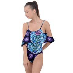 Cathedral Rosette Stained Glass Beauty And The Beast Drape Piece Swimsuit by Cowasu