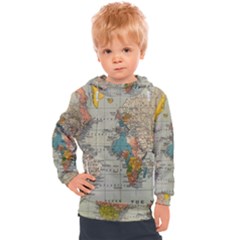 Vintage World Map Kids  Hooded Pullover by Cowasu