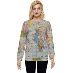 Vintage World Map Hidden Pocket Sweatshirt by Cowasu