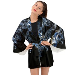 Smoke-flame-dynamic-wave-motion Long Sleeve Kimono by Cowasu