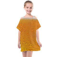 Beer Bubbles Pattern Kids  One Piece Chiffon Dress by Cowasu