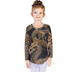 Fantasy Dragon Pentagram Kids  Long Sleeve T-shirt