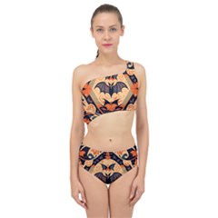 Bat Pattern Spliced Up Two Piece Swimsuit