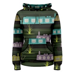 Narrow-boats-scene-pattern Women s Pullover Hoodie by Cowasu