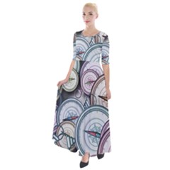 Compass-direction-north-south-east Half Sleeves Maxi Dress by Cowasu