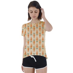 Patter-carrot-pattern-carrot-print Short Sleeve Open Back T-shirt by Cowasu