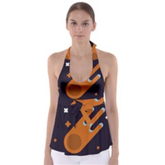 Meteor-meteorite-space-comet Tie Back Tankini Top by Cowasu