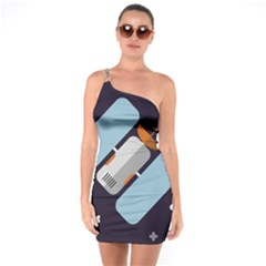 Satellite-machine-space-dark One Shoulder Ring Trim Bodycon Dress by Cowasu