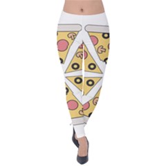 Pizza-slice-food-italian Velvet Leggings by Sarkoni