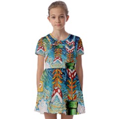 Game Starry Night Doctor Who Van Gogh Parody Kids  Short Sleeve Pinafore Style Dress by Sarkoni