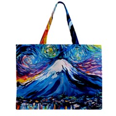 Mount Fuji Art Starry Night Van Gogh Zipper Mini Tote Bag by Sarkoni