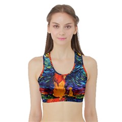 Lion Art Starry Night Van Gogh Sports Bra With Border