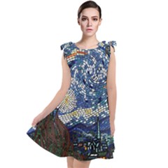 Mosaic Art Vincent Van Gogh s Starry Night Tie Up Tunic Dress by Sarkoni