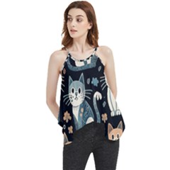 Cats Pattern Flowy Camisole Tank Top by Valentinaart
