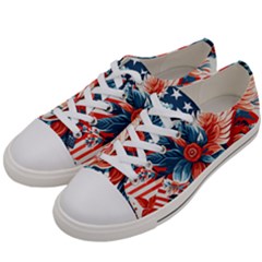 America Pattern Men s Low Top Canvas Sneakers by Valentinaart