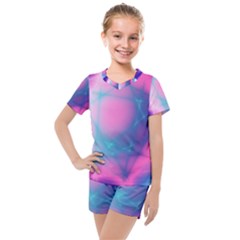 Geometry Abstract Pattern Hypercube Kids  Mesh T-shirt And Shorts Set