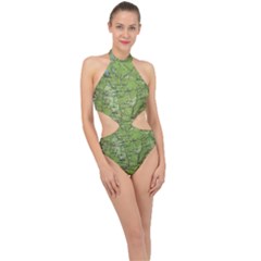 Map Earth World Russia Europe Halter Side Cut Swimsuit