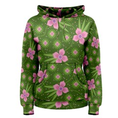 Pink Flower Background Pattern Women s Pullover Hoodie