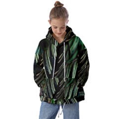 Calathea Leaves Strippe Line Kids  Oversized Hoodie by Ravend