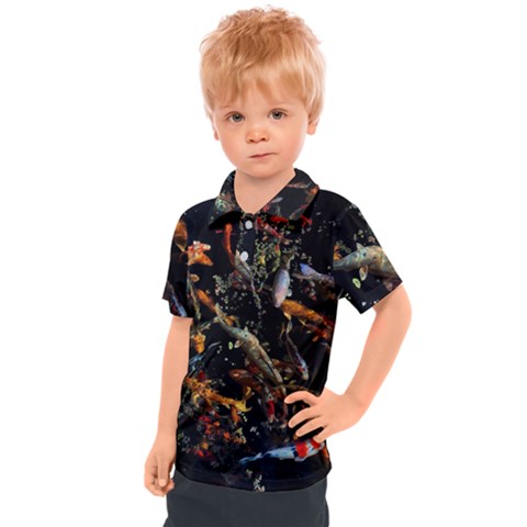 Shoal Of Koi Fish Water Underwater Kids  Polo T-shirt by Ndabl3x