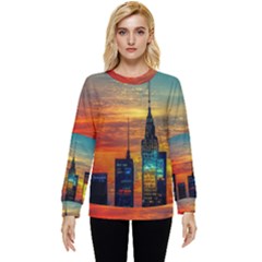 New York City Skyline Usa Hidden Pocket Sweatshirt by Ndabl3x