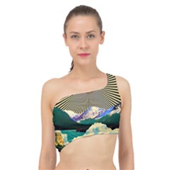 Surreal Art Psychadelic Mountain Spliced Up Bikini Top 