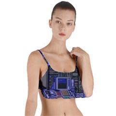 Blue Computer Monitor With Chair Game Digital Art Layered Top Bikini Top  by Bedest