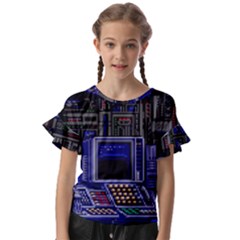 Blue Computer Monitor With Chair Game Digital Art Kids  Cut Out Flutter Sleeves by Bedest