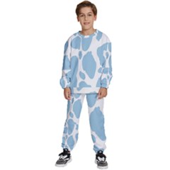 Cow Print, Aesthetic, Y, Blue, Baby Blue, Pattern, Simple Kids  Sweatshirt Set