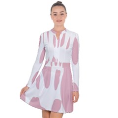 Cow Print, Pink, Design, Pattern, Animal, Baby Pink, Simple, Long Sleeve Panel Dress by nateshop