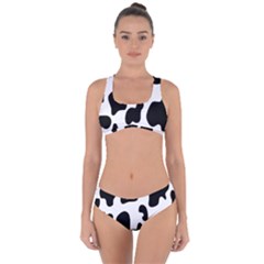 Black And White Cow Print,wallpaper Criss Cross Bikini Set