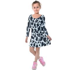 Black And White Cow Print 10 Cow Print, Hd Wallpaper Kids  Long Sleeve Velvet Dress by nateshop