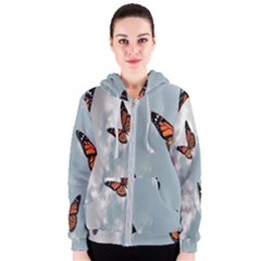 Aesthetic Butterfly , Butterflies, Nature, Women s Zipper Hoodie by nateshop