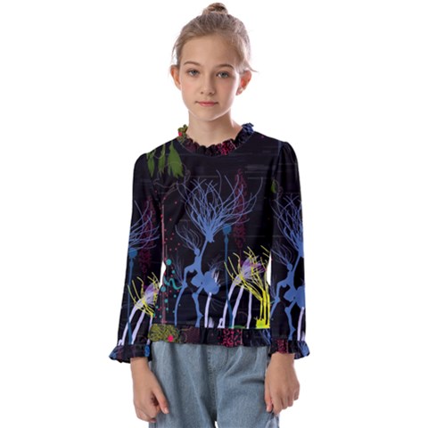 Art Design Graphic Neon Tree Artwork Kids  Frill Detail T-shirt by Bedest