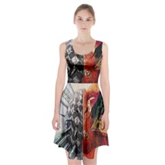 Left And Right Brain Illustration Splitting Abstract Anatomy Racerback Midi Dress by Bedest