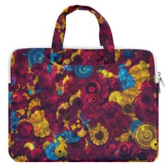 Psychedelic Digital Art Colorful Flower Abstract Multi Colored Macbook Pro 16  Double Pocket Laptop Bag  by Bedest