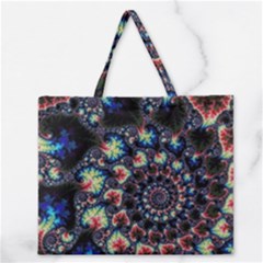 Psychedelic Colorful Abstract Trippy Fractal Zipper Large Tote Bag