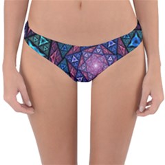 Purple Psychedelic Art Pattern Mosaic Design Fractal Art Reversible Hipster Bikini Bottoms by Bedest