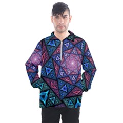 Purple Psychedelic Art Pattern Mosaic Design Fractal Art Men s Half Zip Pullover by Bedest